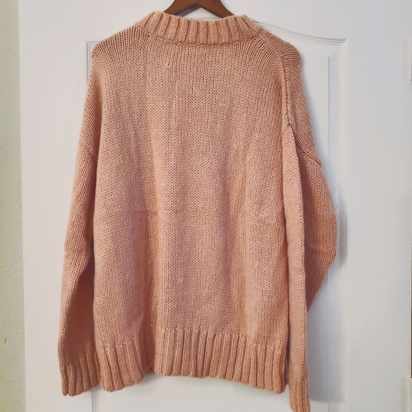 French Connection Oversized pink peach wool blend sweater M NWT - Picture 3 of 5